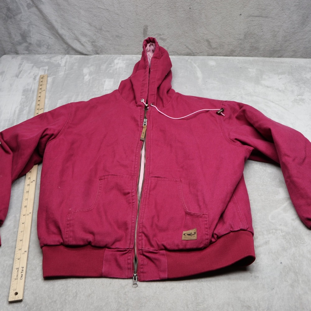 Roper Jacket Womens XL Pink Canvas Fleece Lined Full Zip Range Gear Utility READ